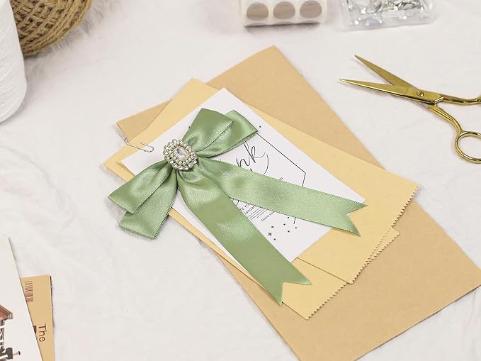 Sage Green Satin Ribbon 1 inch X Continuous 50 Yards, Single Face Polyester Ribbon Perfect for Gift Wrapping, Flower Bouquet, Wedding Decor, Crafts, Bow Making, Sewing and More