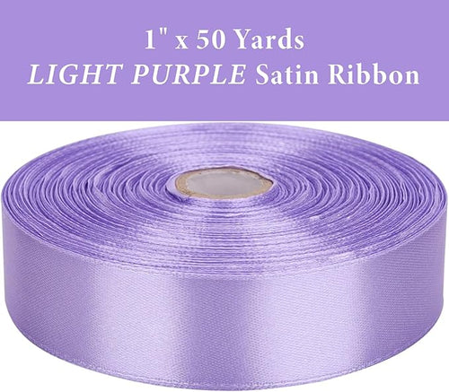 1" x 50 Yards Light Purple Satin Ribbon Single Faced Fabric Ribbons for Gift Wrapping, Crafting, Bows Making, Flower Bouquet, Wedding, Home Decor