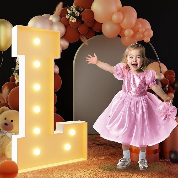 imprsv 3FT Block Marquee Letters Light Up Letters for Birthday Baby Shower Party Backdrop Decor, Large Light Up L for Wedding Decorations Engagement Party Decorations