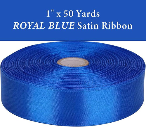 1 Inch Royal Blue Satin Ribbon 50 Yards Solid Fabric Ribbons for Gift Wrapping, Crafts, Floral Arrangements, Wedding, Party, Holiday Decor