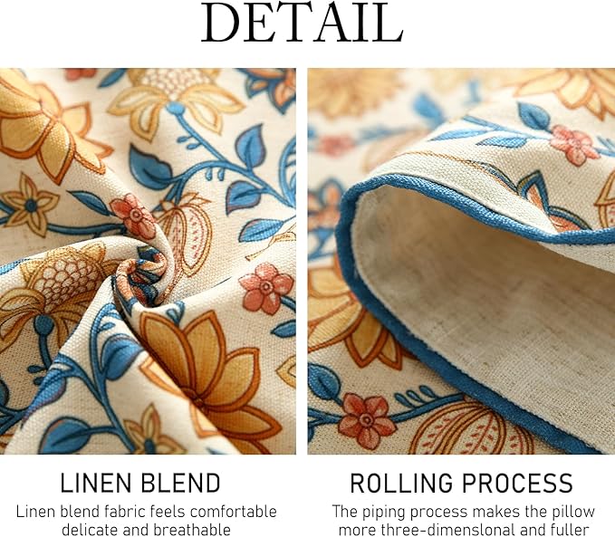 ISAENNE Designer Bohemian Elegant Linen Table Runner 102 Inches Long,Floral Pattern Duable Decor Table Runners for Dining Tables,Thanksgiving,Kitchen Tables,Christmas,12"*102"-Estevan B