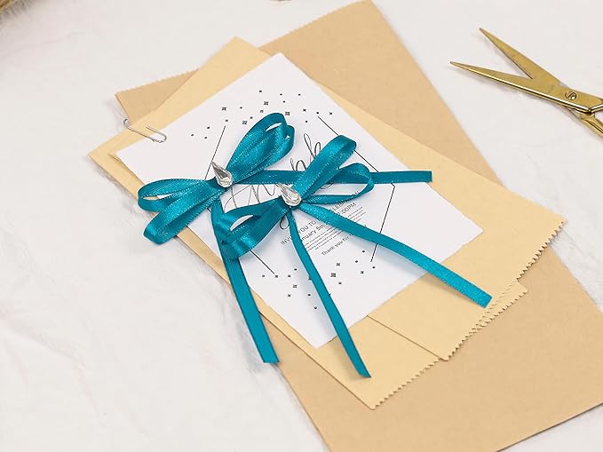 Turquoise Satin Ribbon 1/4 inch X Continuous 100 Yards, Single Face Polyester Ribbon Perfect for Gift Wrapping, Flower Bouquet, Wedding Decor, Crafts, Bow Making, Sewing and More