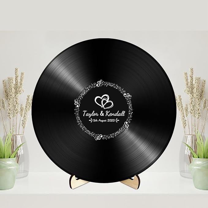Personalized Vintage Record Guest Book Sign Custom Name Date Rustic Wedding Guest Book Alternative Unique Guest Book for Wedding Anniversary (Style 8)