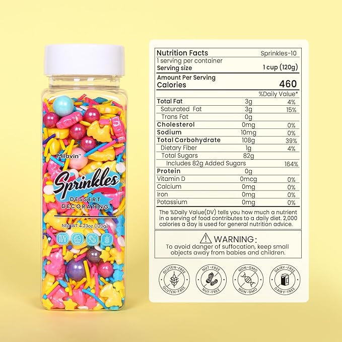 Edible Unicorn Sprinkles for Cake Decorating, Unicorn Sprinkles Mix, Perfect for Baking, Ice Cream, Macaron, Cookies, Cupcake and Cake Decoration(120g/4.23oz)