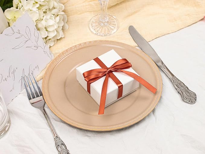 Copper Satin Ribbon 3/8 inch X Continuous 25 Yards, Single Face Polyester Ribbon Perfect for Gift Wrapping, Flower Bouquet, Wedding Decor, Crafts, Bow Making, Sewing and More