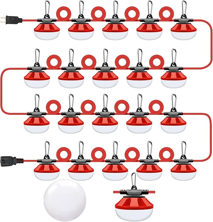 200FT LED Construction String Lights Temporary Lighting 20000LM Outdoor Construction Temporary Work Lights Super Bright,20 Medium Base Sockets Linkable Job Site Lighting Led Work Lights