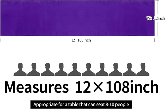 5-Pack Satin Table Runner Purple 12 x 108 inches Long, Table Runners for Wedding, Birthday Parties, Banquets Decorations（5 Pack, 12x108 Inch, Purple）