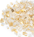 Stanbroil 10-Pound Fire Glass - 1/2 inch Reflective Tempered Fire Glass for Fireplace Fire Pit, Gold Reflective