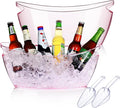 Ice Bucket 2 PCS,Acrylic Ice Buckets for Parties, Mimosa Bar Supplies Beverage Tub and Scoops for Champagne Beer Sparkling Wine Cocktails（5.5L）Extra Large Model (Clear) (pink)