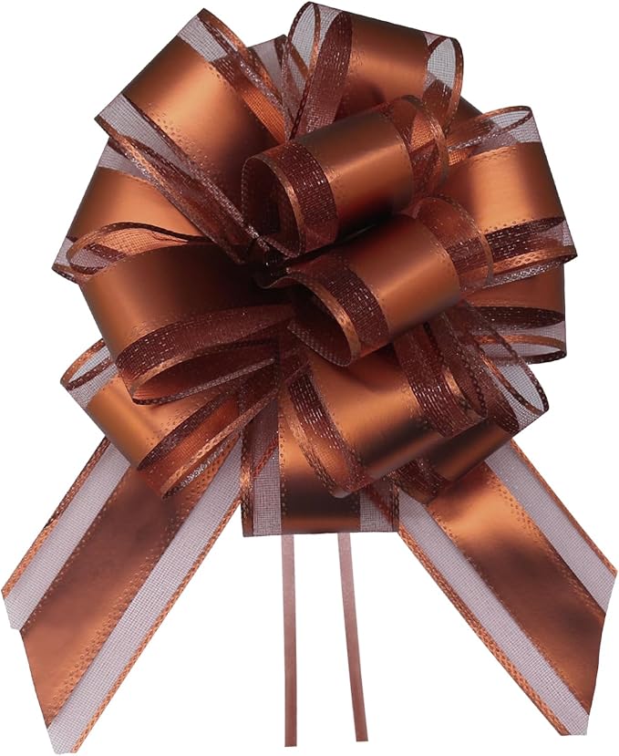 7 Pieces Large Pull Bows, 6 inche, Big Bow for Gift Wrapping, Christmas Party Birthday Gift, Wedding Baskets,Valentine's Day Gift Decorations, Flower Decoration (Coffee)