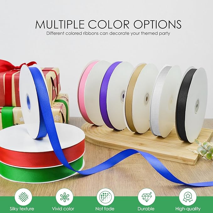 100 Yards 1 inch Grosgrain Ribbon, Solid Color Fabric Ribbon Perfect for Gift Wrapping, Wedding, Handmade Bows, Floral Bouquets and Party Decoration(Green)