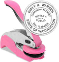 MaxMark Notary Seal Round Pink Embosser for Washington State - Includes Gold Burst Seal Labels (50 Count)