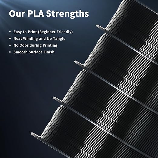 Geeetech 3D Printer Filament, PLA Filament 1.75mm Bundle 2kg for 3D Printer, Dimensional Accuracy +/- 0.02 mm (Black 2-Pack)