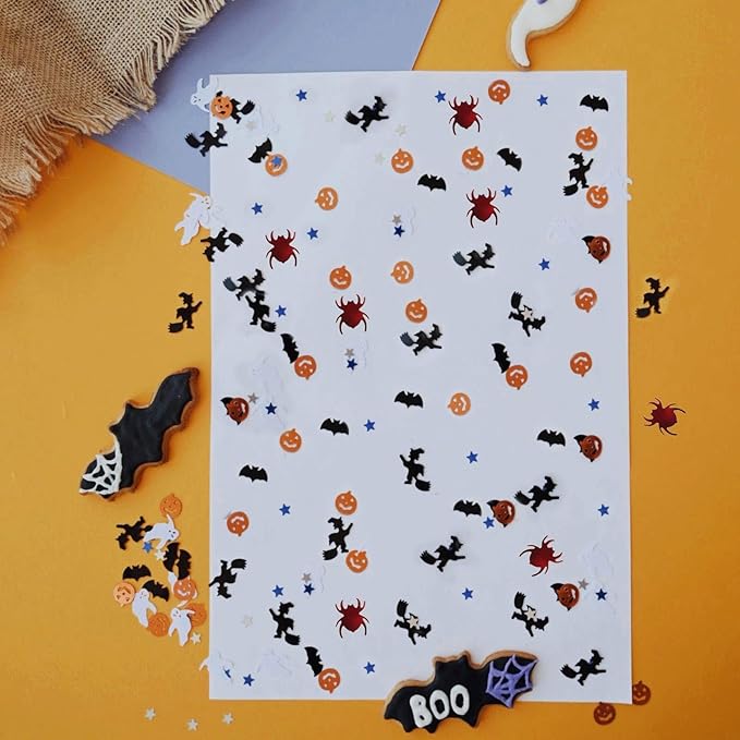 Halloween Bat and Spider Glitter Confetti, Pumpkin Decor Table Scatters 60g