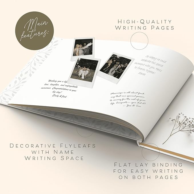 Personalized 2025 Wedding Guest Book for Reception — Guestbook to Sign In, Elegant Baby Shower Guest Book for Party & Birthday — Photo & Polaroid Guest Book for Wedding & Bridal Shower (Mint)