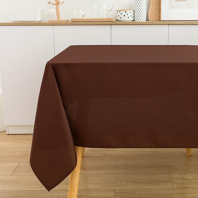 2 Pack Square Table Cloth 48X48 Inch Chocolate Washable Fabric Tablecloth Polyester Solid Dining Table Cover for Birthday Party Dinner Holiday Outdoor Indoor