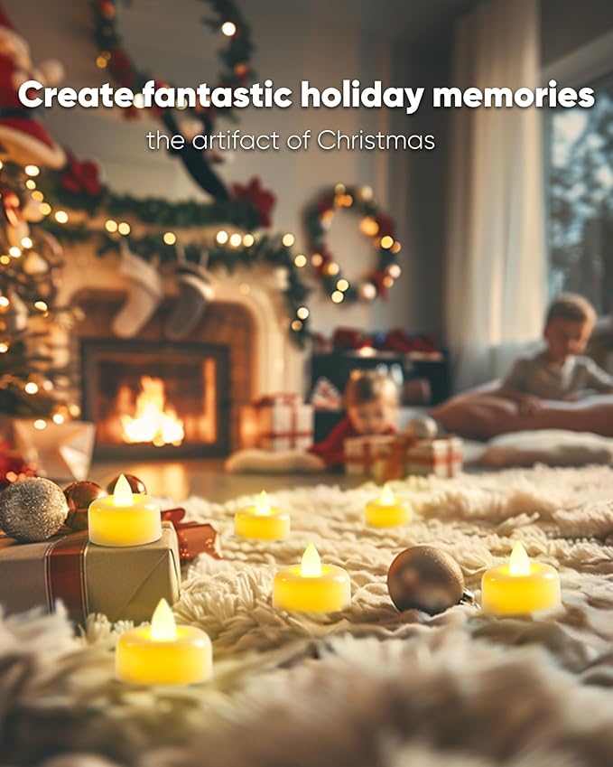 Amagic 24 Pack Remote Candles, Tea Lights with Timer, 400+Hours Flickering Flameless Battery Operated LED TeaLights Candles with Remote, for Table Centerpieces, Home Decor, Wedding, Party (Ivory)