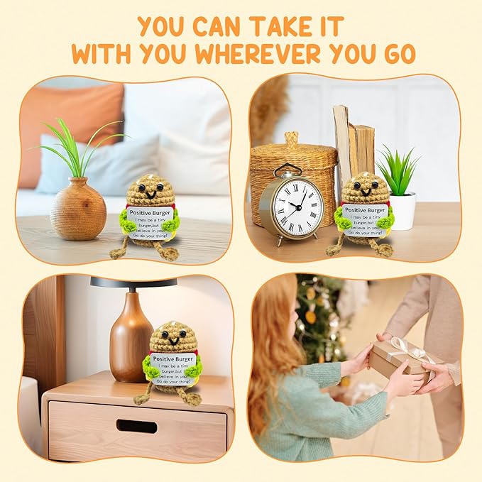 Birthday Gifts for Women Man-Emotional Cheer Support,Funny Handmade Hamburger Unique Cute Presents for Her Him Women Men Friend Coworker Family
