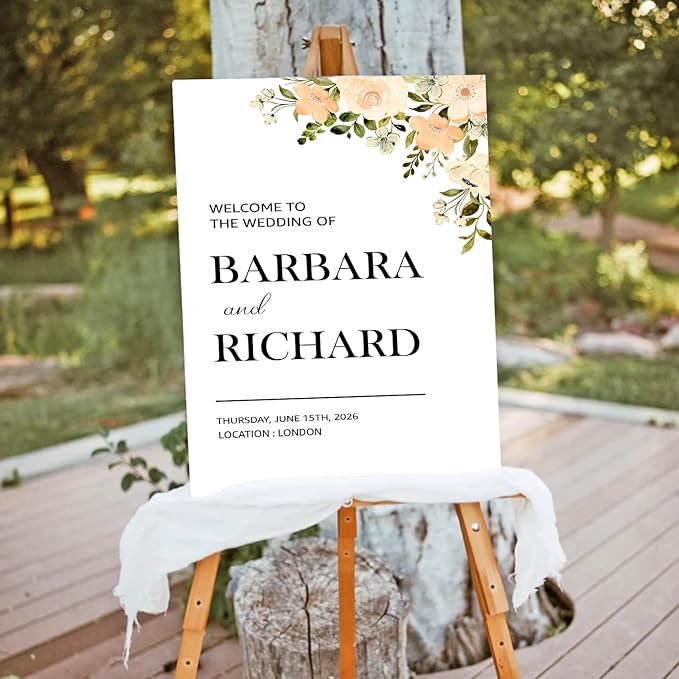 Foliage Editable Wedding Welcome Sign, Party Entrance Template, Printable Welcome Board for Reception or Ceremony