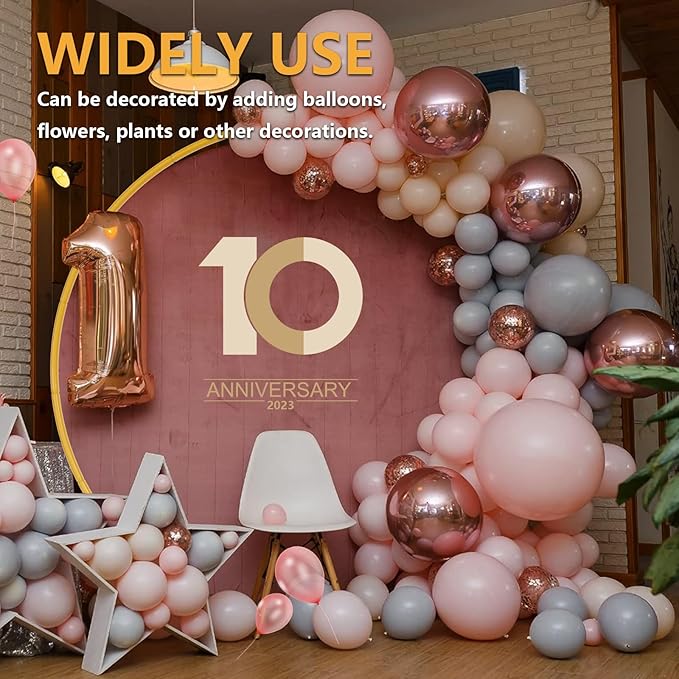6.6ft Round Backdrop Stand, Stable Balloon Arch Stand, Metal Wedding Arch Backdrop Stand Circle Backdrop Stand Frame for Wedding, Birthday Party, Baby Shower Decoration (Gold)