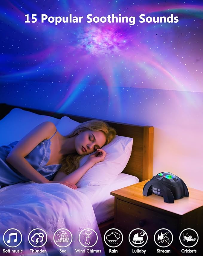 Rossetta Galaxy Projector, Star Projector for Bedroom with Bluetooth Speaker & White Noise, Remote, Timer, Night Light for Kids Room Decor, Party, Birthday & Christmas Gifts for Adults Teen Girls Boys