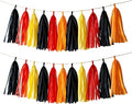 Fire Truck Tissue Tassel Garland - DIY Firefighter Birthday Party Decorations with 20 Pre-Cut Yellow Red Black Orange Paper Garland Banner, for Baby Shower,Race Car,Fire Truck Theme