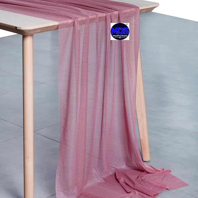 MDS Halloween Chiffon Table Runner - 20 Pack, 29 x 170 Inches, 14ft Each - Sheer Spooky Table Runners for Haunted House Parties, Trick-or-Treat Tables, Witchy Décor, Wedding & Events - mauva