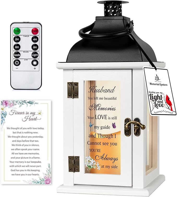 Memorial Gift for Loss of Husband Memorial Lantern for Loss of Husband Sympathy Gift Remembrance Gifts Bereavement Gifts for Loss of Husband with LED Candle