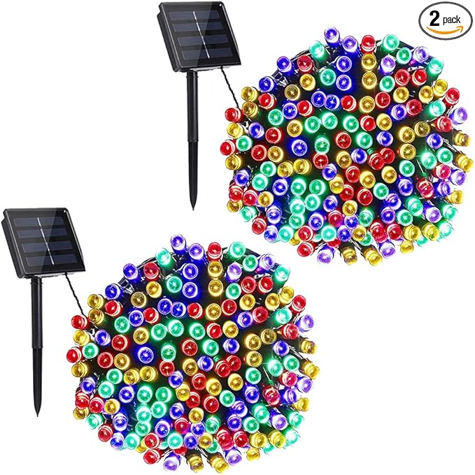 Toodour Solar Christmas Lights Outdoor, 2 Packs Total 144ft 400 LED Solar String Lights with 8 Mode, Outdoor Christmas String Light for Garden, Patio, Fence, Balcony, Xmas Tree Decor - Multicolor