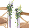 Ling's moment 8pcs Wedding Artificial Aisle Pew Flowers Chair Decorations Arrangements with Chiffon Ribbons Lavender Purple for Ceremony Chair Back Floral Decor Reception Church Party Outdoor