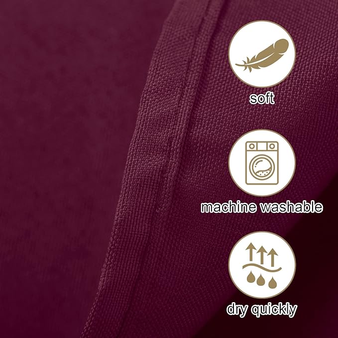 Ascoza 2pack 90x132 Inch Burgundy Rectangular Tablecloth 6 Feet Table Cloth in Polyester Fabric for Wedding/Banquet/Restaurant/Parties