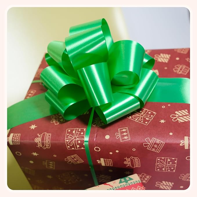 6 PCS 6 Inch Green Pull Bows - Perfect for Gift Wrapping, Wedding Decor, Car Bows, Birthday Parties, Christmas and Valentine's Day