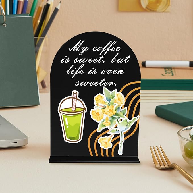 12 Pack Acrylic Wedding Signs 5 x 7 Inch DIY Blank Table Number with Base Black Arch Shape Menu Board for Party Anniversary Event Restaurant Cafe Decoration