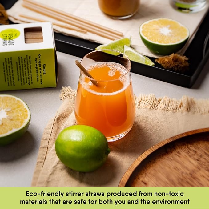 – 150 PCS of 4.75 Inches Unwrapped Biodegradable Drink Stirrers – Made of Vegetable Fibers, Best Cocktail Stirrers for Drinks of All Kinds