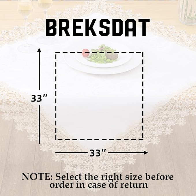 Beige lace Premium Square Farmhouse Tablecloth Waterproof OilProof SpillProof AntiShrink Soft Wrinkle Resistant Decorative Fabric Table Cover Kitchen Dinning Party Wedding Banquet