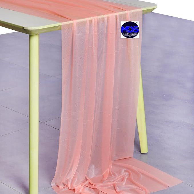 MDS Halloween Chiffon Table Runner - 25 Pack, 29 x 170 Inches, 14ft Each - Sheer Spooky Table Runners for Haunted House Parties, Trick-or-Treat Tables, Witchy Décor, Wedding & Events - Peach