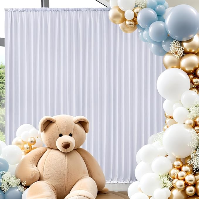 50ft x 10ft Thick Ivory Backdrop Curtains for Parties, 10 Panels 5ft x 10ft Non See Through Ivory Polyester Wedding Drapes Photo Backdrop for Birthday Party Graudation Photography Home Decor