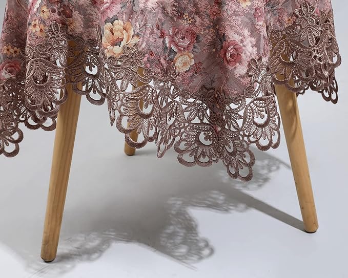 vctops Damask Lace Patchwork Tablecloth Luxury Square Small Table Cover Elegant Floral Embroidered Lace Table Cloth for Party Kitchen Dinning Picnic Decoration (Type F,22"x22")