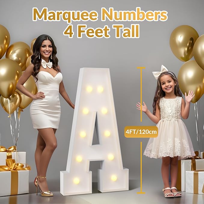 JoyMuse 4FT Marquee Light Up Letters,Large Marquee Letters 4 Feet Tall for Marry Me Proposal Decorations Big 4FT Letters with Lights for Baby Shower Party Decor, Letter L