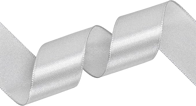 Silver Satin Ribbon 1 inch X Continuous 100 Yards, Single Face Polyester Ribbon Perfect for Gift Wrapping, Flower Bouquet, Wedding Decor, Crafts, Bow Making, Sewing and More