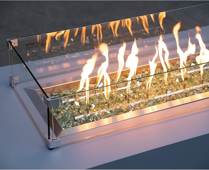 Stanbroil 10-Pound Fire Glass - 1/2 inch Reflective Tempered Fire Glass for Fireplace Fire Pit, Light Green Reflective