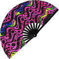 GloFX Folding Fan - Heat Wave - Large Rave Clack Folding Hand Fan for Men and Women - for EDM, Music Festival, Club, Event, Party, Dance, Performance, Decoration, Gift