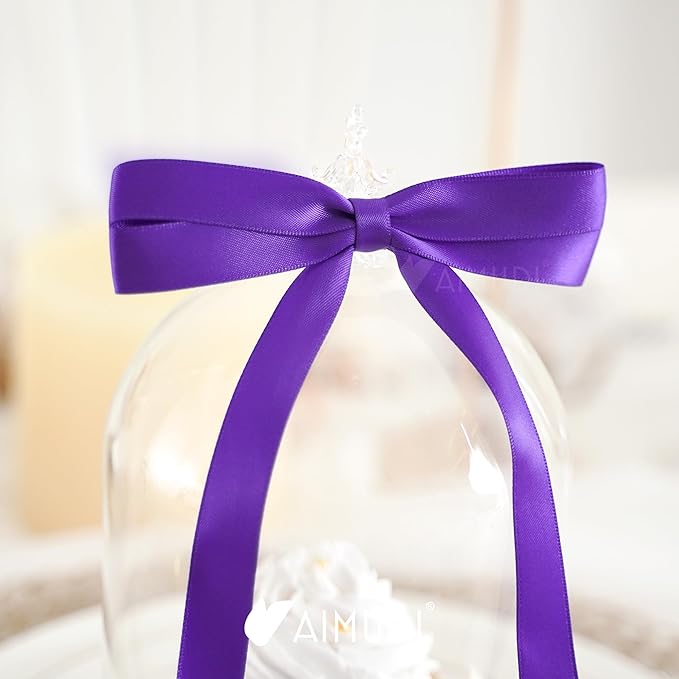 AIMUDI Purple Bows 5 × 10" Satin Bows for Gift Wrapping Twist Tie Bows Premade Ribbon Bows for Bouquets Invitations Baskets Crafts Wreaths Wedding Birthday Party Baby Shower Decorations, 36 PCs