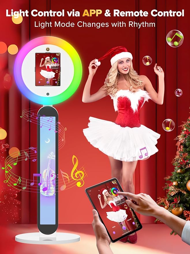 Portable Photo Booth, Photo Booth Shell Stand Provide Cyratok PhotoBooth Software,Flight Case,Free Custom Logo,Selfie Booth Machine Photo with Any Ipad Perfect for Parties Wedding Events Rental