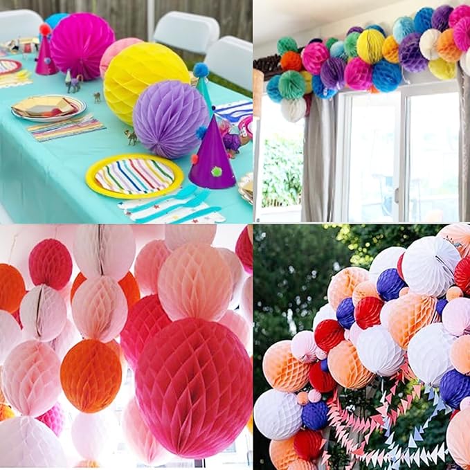 8pcs 10 inch Paper Honeycomb Balls Decorative Tissue Pom Poms Flower Art Hanging Balls for Birthday Wedding Nursery Baby Shower Home Decor (10inch, Blue)