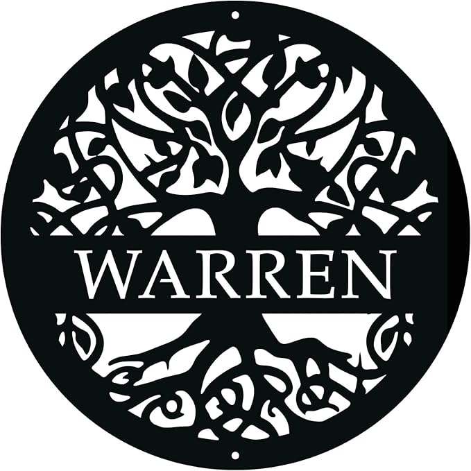 Personalized Tree of Life Metal Sign, Custom Last Name Signs Family Monogram, Made in USA