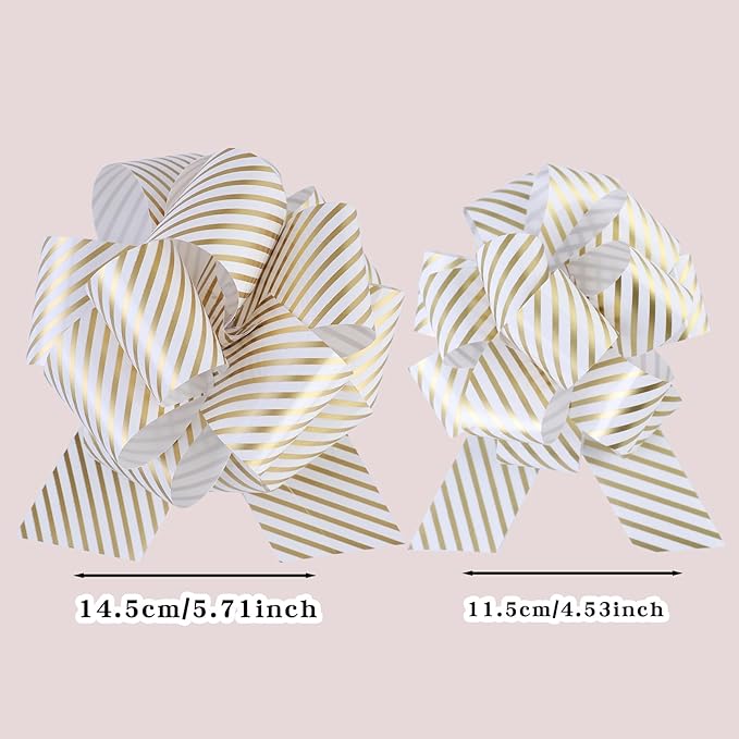 FORBINBO 12 Pieces Stripe Pull Bow Large Gift Wrapping Pull Bows with Ribbon for Christmas Presents Wedding Gift Wrapping Baskets