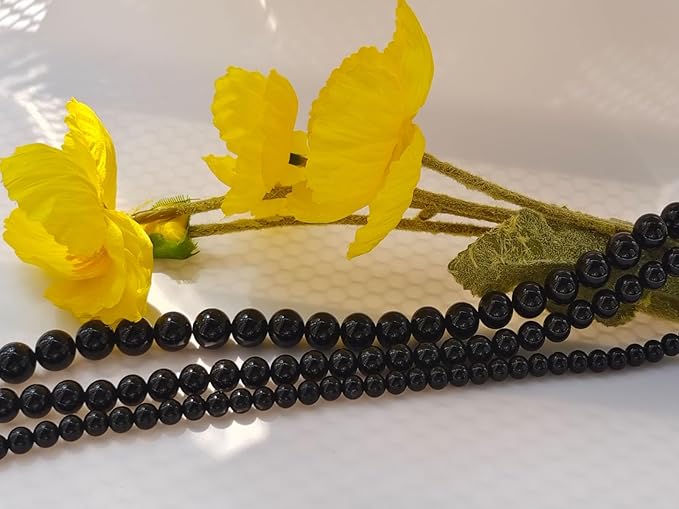 Stone Beads 6mm 140pcs Black Agate Beads Round Loose Gemstones Beads for Bracelet Necklace Jewelry Making (6mm, 60621 Black Agate)