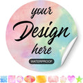 Custom Stickers - Personalized Labels, Custom Design, Watercolor, Vinyl, Circle, 100 Labels