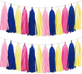 Tissue Paper Tassel Garland Banner, 20 Pack, Hot Pink Navy Blue Lemon Yellow Pink, Party Decorations for Birthday, Baby Shower